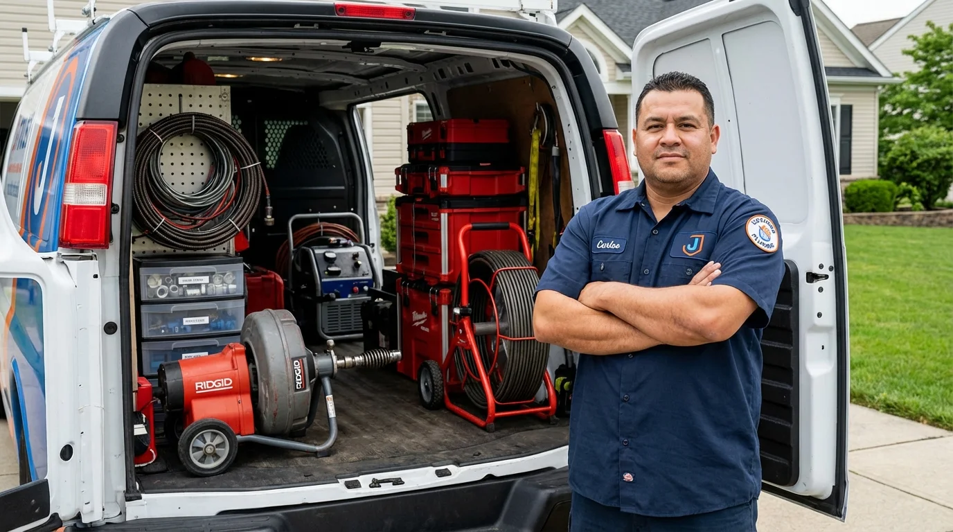 Professional drain cleaning equipment and Johns Plumbing LLC plumber in Italy