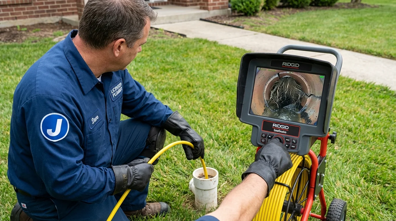 Sewer camera inspection being performed by Johns Plumbing LLC in Italy