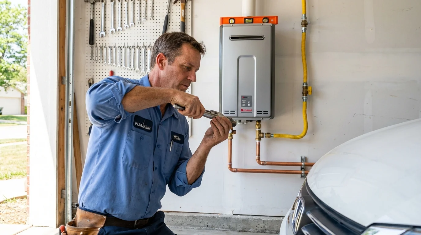 Tankless water heater installation by a Johns Plumbing LLC plumber in Italy